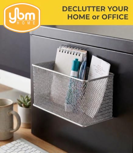 Ybmhome Wire Mesh Magnetic Storage Basket, Trash Caddy, Container, Desk Tray, Office Supply Organizer Silver for Refrigerator/Microwave Oven or Magnetic Surface in Kitchen or Office (1, Medium) - view 3
