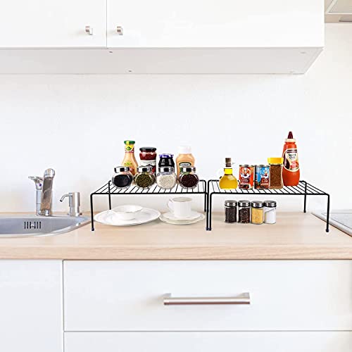 Large (16.1 x 10.2 Inch) Cabinet Storage Shelf Rack, Shelves，Kitchen Counter and Cabinet Shelf, Storage Rack Organizer for Kitchen, Fridge, Cabinet, Bathroom Cupboard (Black, 4) - view 4