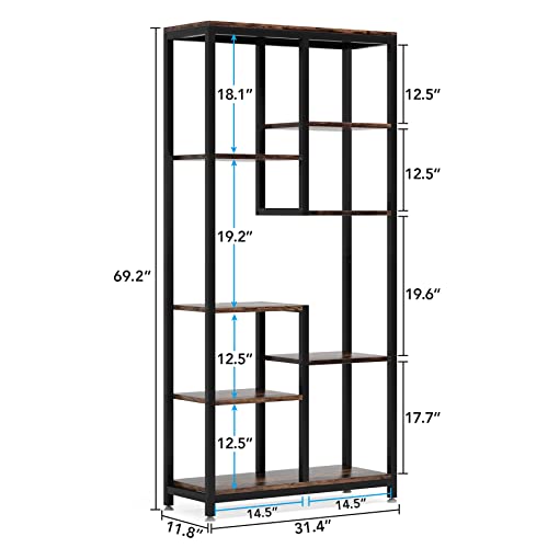 6-Tier Tall Bookshelf Bookcase, Industrial 8-Shelf Open Bookcase Storage Display Book Shelves for Living Room, Home Office - view 2