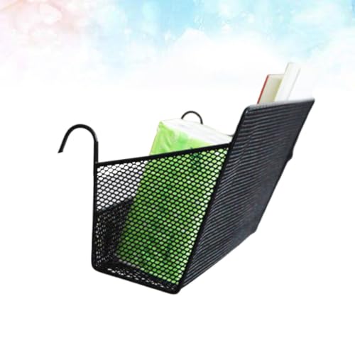 Wrought Iron Hanging Storage Basket Rack, Black Hook, Bedside Organizer - view 7