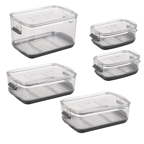 International Prepworks ProKeeper Food Fresh Produce Storage Container Set, 5- Piece, Clear Containers with Gray Sealed Tight Lids - view 3