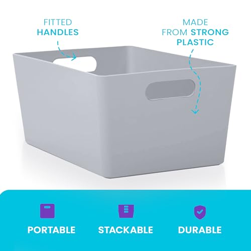 5-Pack Plastic Storage Baskets with Sturdy Handles, Lightweight & Durable Design, Ideal for Kitchen, Bathroom, and Cleaning Organisation, 3.9L Capacity, 17 x 25 x 11cm - view 6
