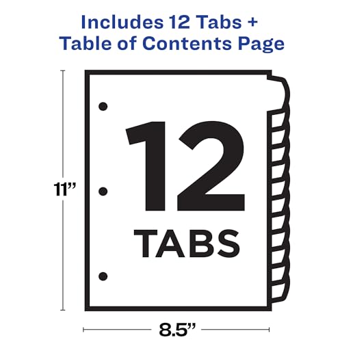 Table of Contents Dividers, 12-Tab, Multicolor, 1 Set - view 4