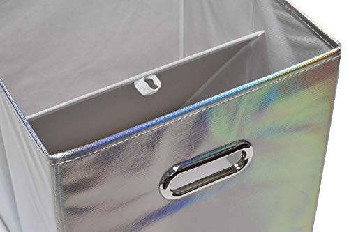6-Pack Foldable Cube Storage Bins – Decorative Collapsible Organizer for Shelves, Closets, Underbed, Clothes, or Kids’ Toys (Shiny Silver) - view 4