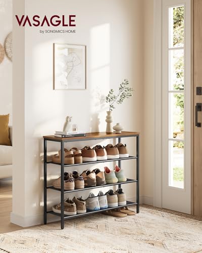 4-Tier Shoe Rack, 15-20 Pairs, Metal Mesh - view 2