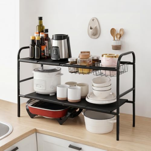 Expandable 2 Tier Under Sink Organizer, Black, 28.74-34.5 Inch Width - view 5