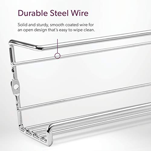 Spice Rack Wall Mount, Pantry Cabinet Door Organizer - Set of 4 Hanging Spice & Seasoning Racks Kitchen Storage Organizer | The Wire Collection, Chrome - view 6