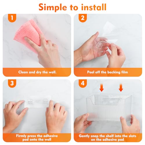 2 Pack Adhesive Storage Cabinet Door Caddy Organizer,Stackable Clear Plastic Storage Organizer Adhesive Hanging Bin for Bathroom, Kitchen,Pantry - view 6