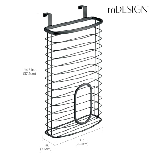 Steel Hanging Cabinet Storage Organizer Holder for Kitchen, Pantry - Holds Plastic, Sandwich, Garbage, Grocery and Trash Bags; Wrap, Foil, Pack - Spira Collection - Black - view 4