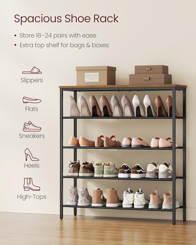 5-Tier Shoe Rack, 18-24 Pairs, Metal Mesh - view 4