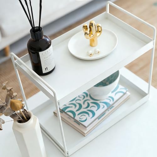 2 Tier Bathroom Counter Organizer, Vanity Storage Shelf, White - view 5