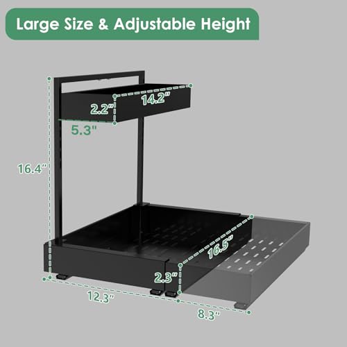 Under Sink Organizer, L-Shaped Pull Out Cabinet Rack for Kitchen - view 5