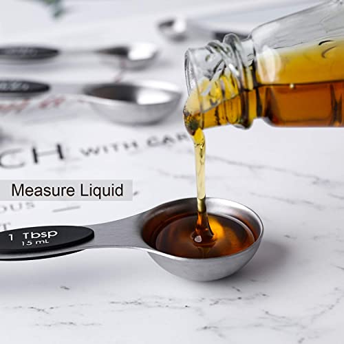 Magnetic Measuring Spoons Set of 7 Stainless Steel Dual Sided Tablespoon - view 3