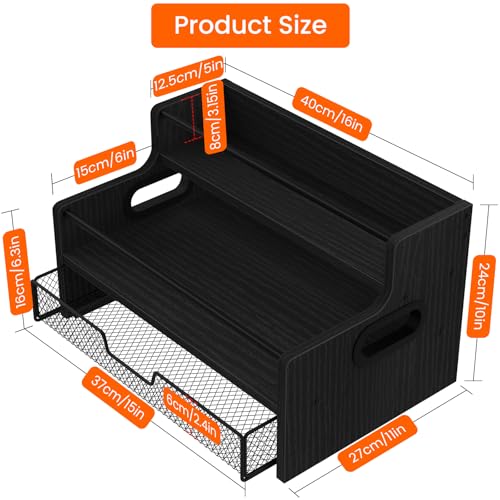3-Tier Coffee Bar Organizer, 8 Bottle Syrup Stand, Black - view 3