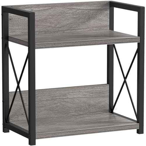 Countertop Shelf Organizer, 2 Tier Coffee Organizer for Desktop, Grey Counter Shelf Spice Rack for Kitchen (Grey, M)