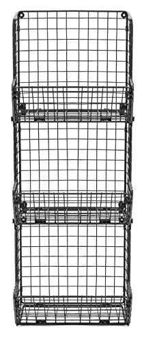 Hanging Fruit Basket Wall Mounted Wire Metal Bins - 3 Tier Storage Basket Organizer for Kitchen Storage, Great for Produce Fruits & Vegetables, Potato Onion Storage Bathroom Tower (Black) - view 5