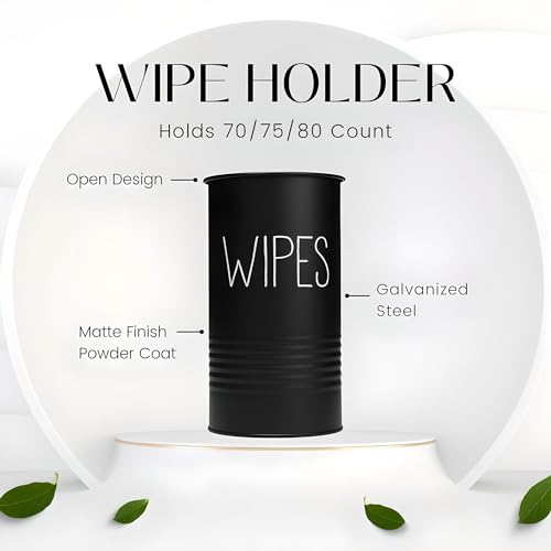 Wipe Holder for Kitchen/Bathroom Counter, Disinfectant Wipe Container, Farmhouse Kitchen Decor, Vintage Countertop Wipe Storage Organizer Caddy, with Matte Black - view 4