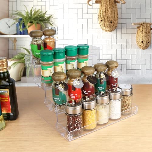 Spice Rack,No Tool Needed & No Pungent Acrylic Glue Self-derived Snap On Assembly Spice Shelf Pantry Kitchen Cabinet Organizer 10 in for Jars,Baking Supplies & Spice Bottles (4 Tier) - view 3
