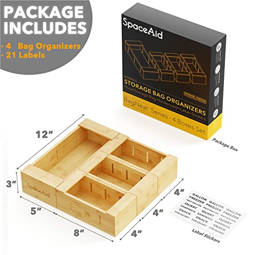 Bamboo Drawer Dividers with Inserts 6 Dividers with 12 Inserts (17-22 in) Bag Storage Organizer for Kitchen Drawer (4 Pack) - view 5