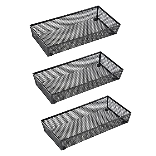 3 Pack Mesh Flatware Drawer Organizer for Kitchen/Office/Home Tools,Spoon Knife Fork Organizers Box Utensil Tabletop Storage Tray (12 x 6 x 2 Inch)