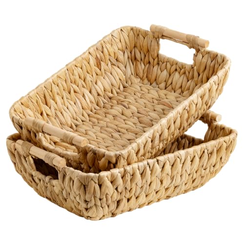 Wicker Baskets for Shelves, Hyacinth Storage Baskets, 2 Pack