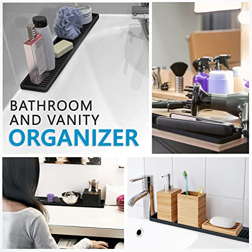 ZAPPOWARE Silicone Kitchen Sink Caddy Sponge Holder 17.7"x 4.33", Black - Bathroom Vanity Tray Organizer, Kitchen Soap Tray for Dish Scrubber, Soap Dispenser and Sponge - view 4