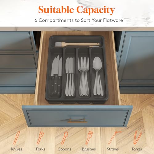 Silverware Organizer with Lid, Covered Utensil Tray, 9.5x12.7 - view 3
