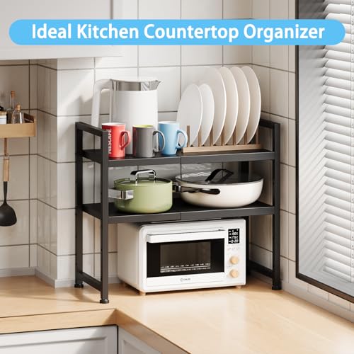2-Tier Expandable Metal Storage Shelves,150LBS Heavy Duty Shelving Units and Storage For Small Appliance,Adjustable Pots and Pans Organizer Rack Shelf For Kitchen Under Cabinet Pantry Warehouse Garage - view 7