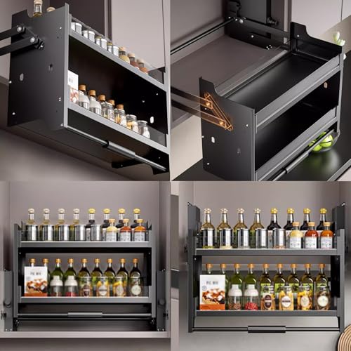Pull Down Kitchen Cabinet Shelf System, Adjustable 600mm Storage Solution for Kitchen & Cafe, Space-Saving Cabinet Organizer, Easy Access Shelving for Upper Cabinets - view 2