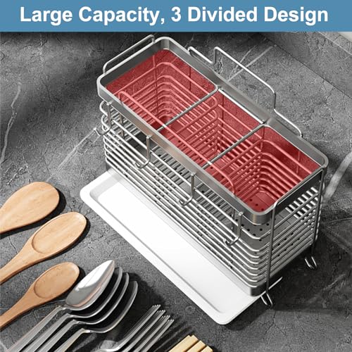 Utensil Holder, Kitchen Utensil Drying Rack with Drain Tray - view 4