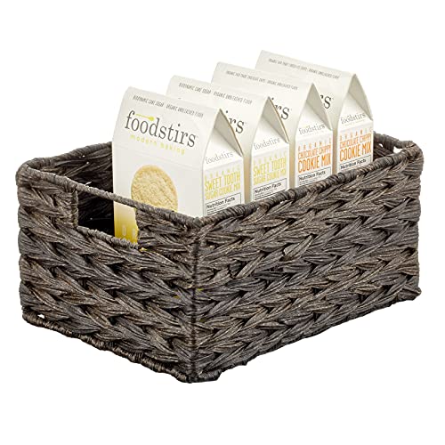 Woven Farmhouse Kitchen Pantry Food Storage Organizer Basket Box - Container Organization for Cabinets, Cupboards, Shelves, Countertops, Store Potatoes, Onions, Fruit, 6 Pack, Espresso Brown - view 7