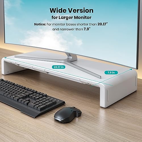 Monitor Stand Riser, Klearlook Foldable, Height Adjustable Computer Stand, Desk Shelf Riser with Storage Drawer &Tablet Phone Stand for Desktop, Laptop (White) - view 2