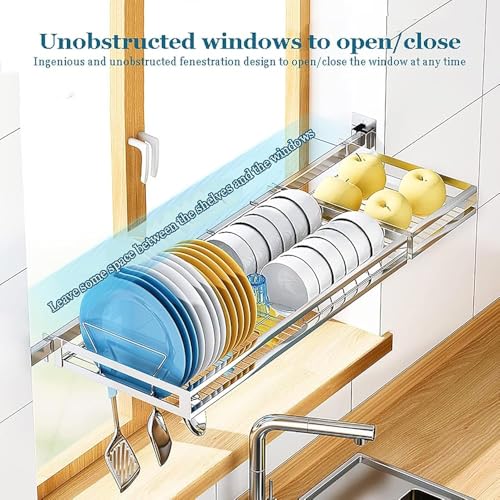 Heavy Duty Wall Mount Dish Rack, Stainless Steel Over Sink Drying Rack with Knife & Chopsticks Holder, Space Saving Kitchen Organizer for Apartment RV, Rust Proof Drainage System, 110Lbs Capacity - view 6