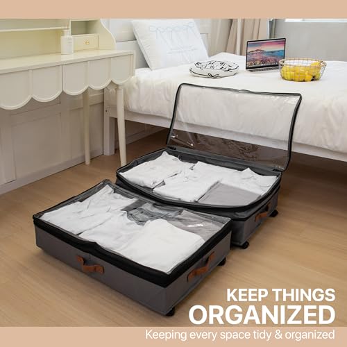 Expandable Under Bed Storage with Wheels 2 Pack – Large Under Bed and Closet Storage - Expandable Storage Bins with Lid & Dividers, Low Profile Storage Solution for Clothes, Shoes Great for Dorm Rooms - view 3