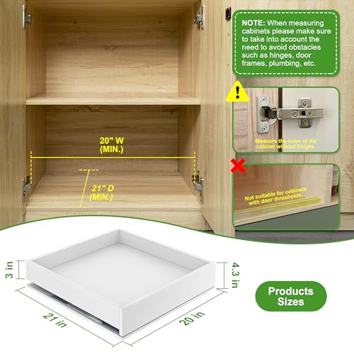 Wood Pull Out Drawer for Cabinet Fully Assembled, 20" W x 21" D - view 3