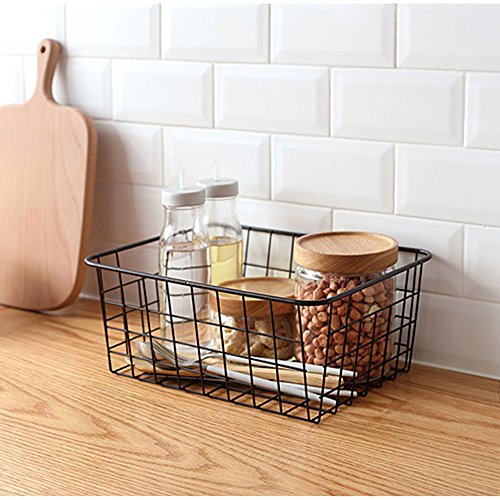 Sturdy Small Wire Storage Basket with Kitchen Food Pantry Papers Home Office Desk Shelf Bathroom Laundry Room Shelf Bedroom Bed Room - view 3
