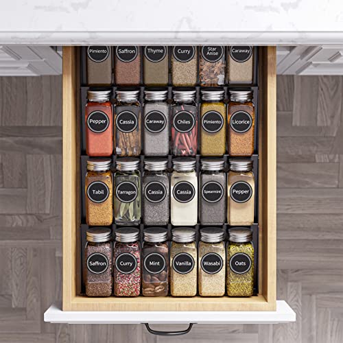 24 Pcs Spice Jars with Labels, Empty 4oz Glass Spice Bottles, Minimalist Farmhouse Spice Labels Stickers with Funnel, Seasoning Containers for Spice Rack, Cabinet and Drawer - view 5