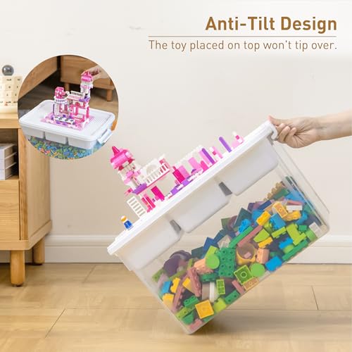 17 QT Plastic Storage Box Building Baseplate Lid Removable Tray - view 4
