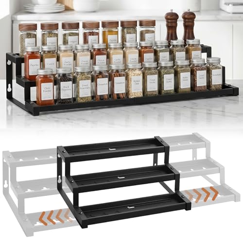 Expandable Spice Rack Organizer for Cabinet, Supports 17.6 lbs Per Tier