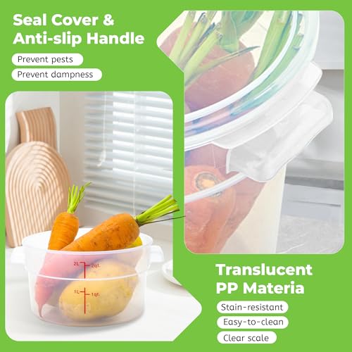4 Pack 2 Qt Round Food Storage Containers with Lids, Translucent PP - view 4