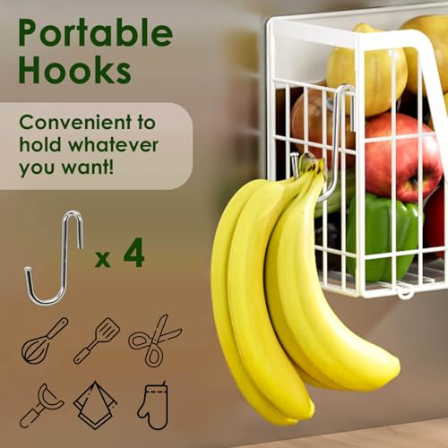 2 Set Magnetic Fridge Shelf, White Magnetic Fruit Basket for Fridge - view 5