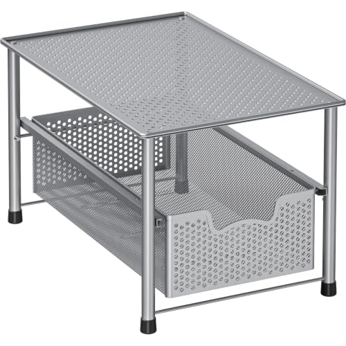 Stackable Under Sink Sliding Basket Drawer, Silver