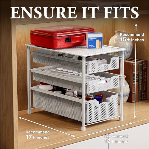 3 Tier White Alloy Steel Sliding Basket Organizer Drawer Cabinet - view 3