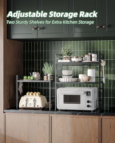 2 Tier Expandable Microwave Stand countertop,Microwave Oven Rack - view 6