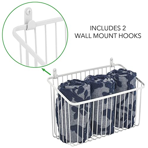 Small Metal Wire Wall Mounted Storage Organizer Basket Bin for Hanging in Kitchen, Garage, Entryway, Mudroom, Bedroom, Bathroom, Laundry Room - Unity Collection - 2 Pack - White - view 5