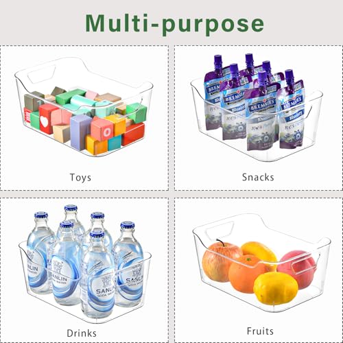 12 Pack Clear Plastic Storage Bins, Pantry Organizers and Storage, Clear Pantry Organizer Bins, Plastic Containers with Handle for Kitchen,Freezer,Cabinet,Closet,Bathroom Under Sink Storage - view 5
