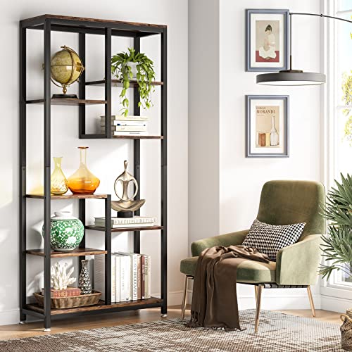 6-Tier Tall Bookshelf Bookcase, Industrial 8-Shelf Open Bookcase Storage Display Book Shelves for Living Room, Home Office - view 3