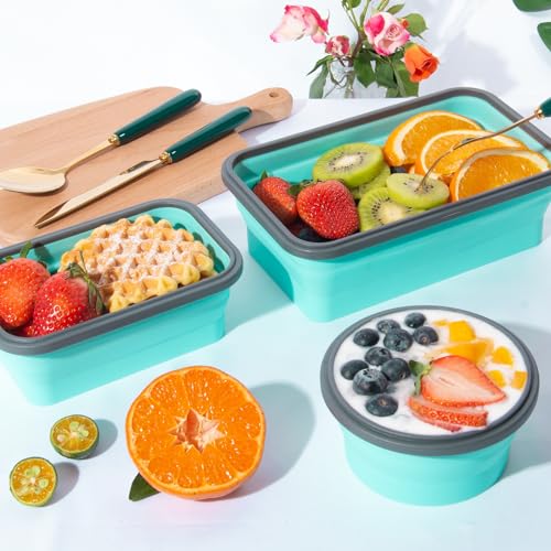 8 Pack Collapsible Food Storage Containers With Lids, Collapsible Storage Containers Sets Silicone Collapsible Bowls For Camping, RV Accessories, Travel Trailer Must - view 6