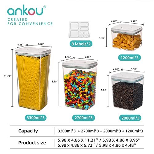 Pop Airtight Food Storage Containers with Lids for Kitchen Pantry Organizing Stackable Container for Cereal Snack Flour Sugar Coffee Spaghetti -12 Pcs(1.2, 2.0, 2.7, 3.3qt)*3 - view 6
