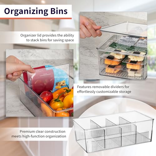Pantry Organizer Storage Bin with Divider & Lid, 2 Pack - view 3